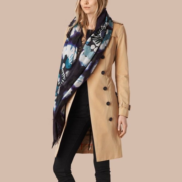 Burberry Prorsum Tie Dye Cotton Silk Scarf - Picture 10 of 10